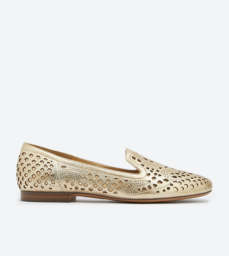 Buy Naturalizer Eve Cutout Detailed Block Heel Loafers Gold In Gold 6thStreet UAE