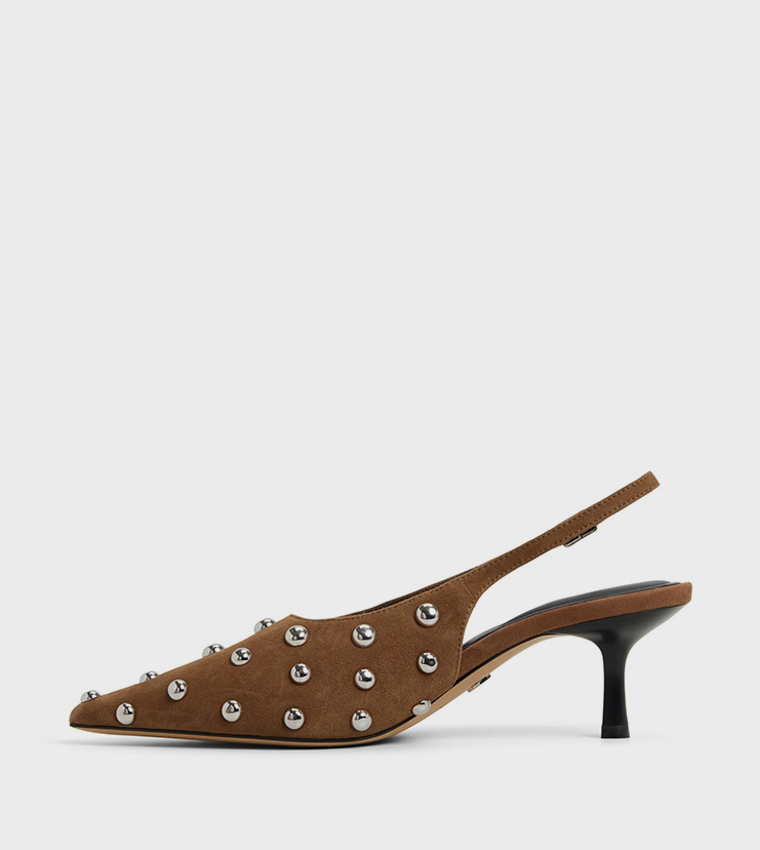 NAIARAH Studded Slingback Pumps
