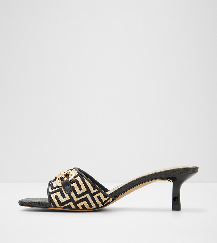NAIDA Metal Accent Kitten Heel Sandals