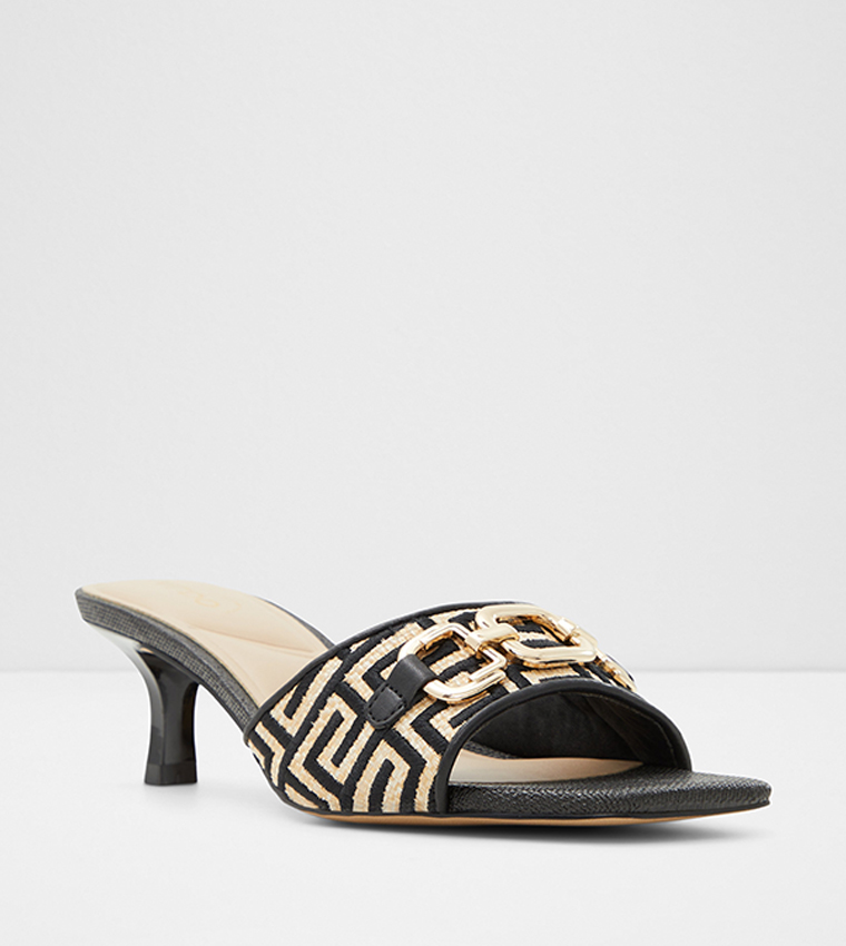 NAIDA Metal Accent Kitten Heel Sandals