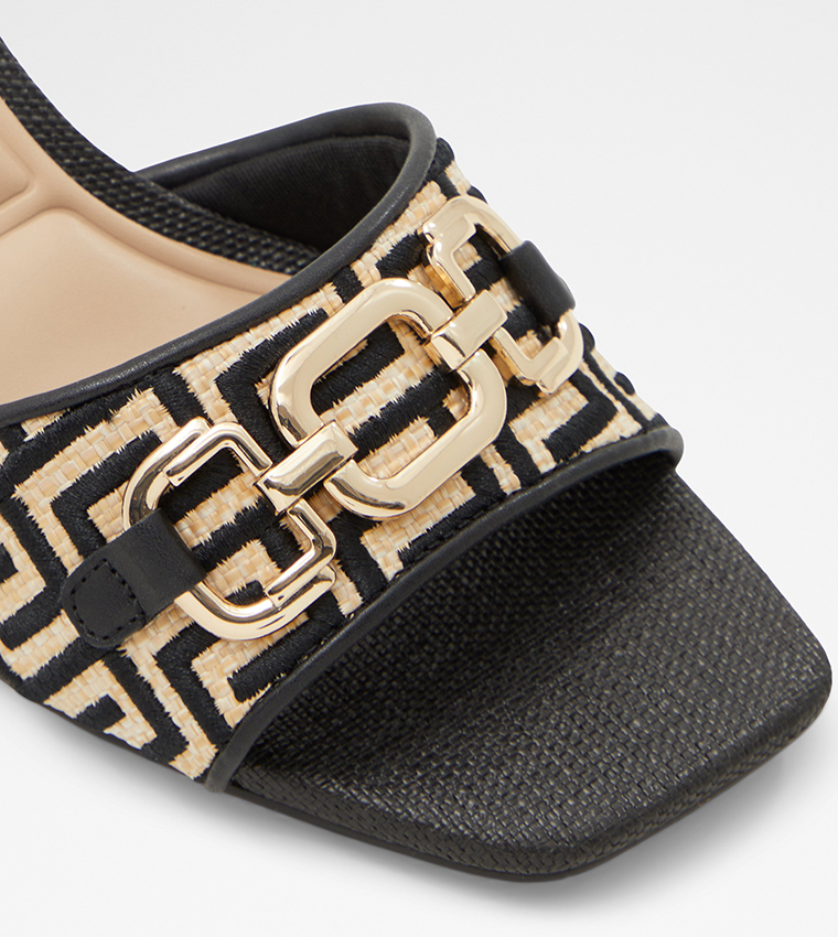NAIDA Metal Accent Kitten Heel Sandals