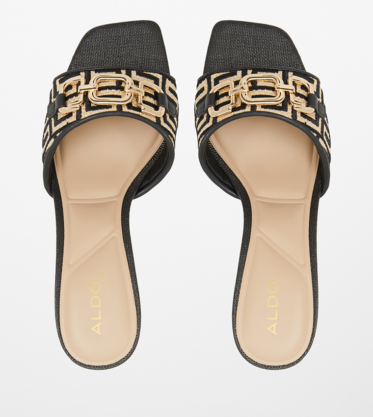 NAIDA Metal Accent Kitten Heel Sandals