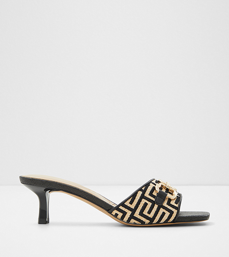 NAIDA Metal Accent Kitten Heel Sandals