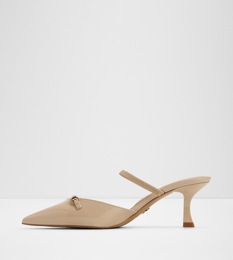 NAILAH Glossy Pointed Toe Mule Pumps