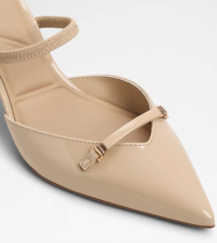 NAILAH Glossy Pointed Toe Mule Pumps