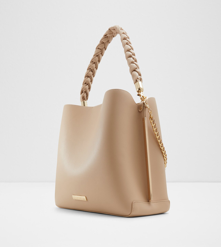 NALAYNA Color Block Braided Strap Bucket Bag