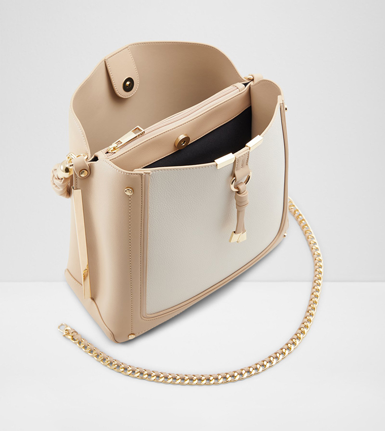 NALAYNA Color Block Braided Strap Bucket Bag
