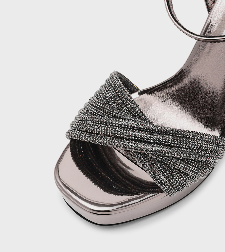 NANI Embellished Ankle Strap Heel Sandals