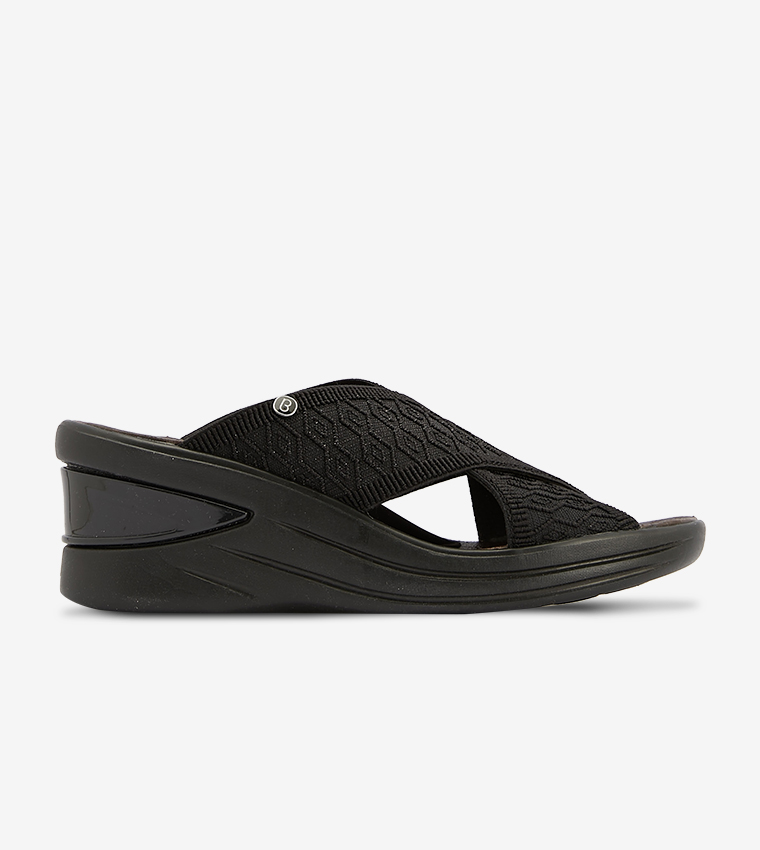 Buy Bzees VISTA Crossover Strap Wedge Sandals In Black 6thStreet UAE