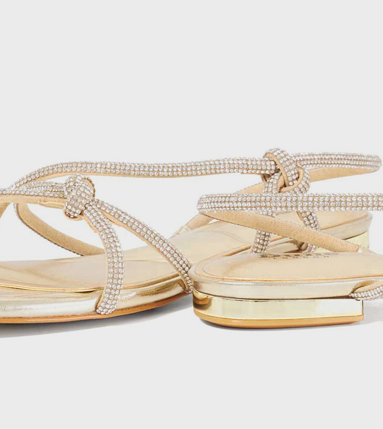 NAVY Embellished Flat Sandals