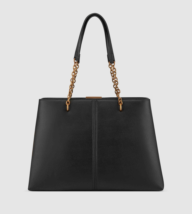 KEYSE Textured Chain Handle Tote Bag