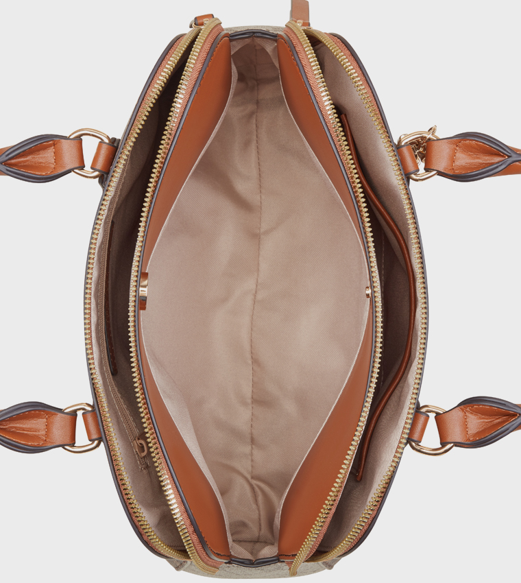 CIBRINA Patterned Zippered Satchel Bag