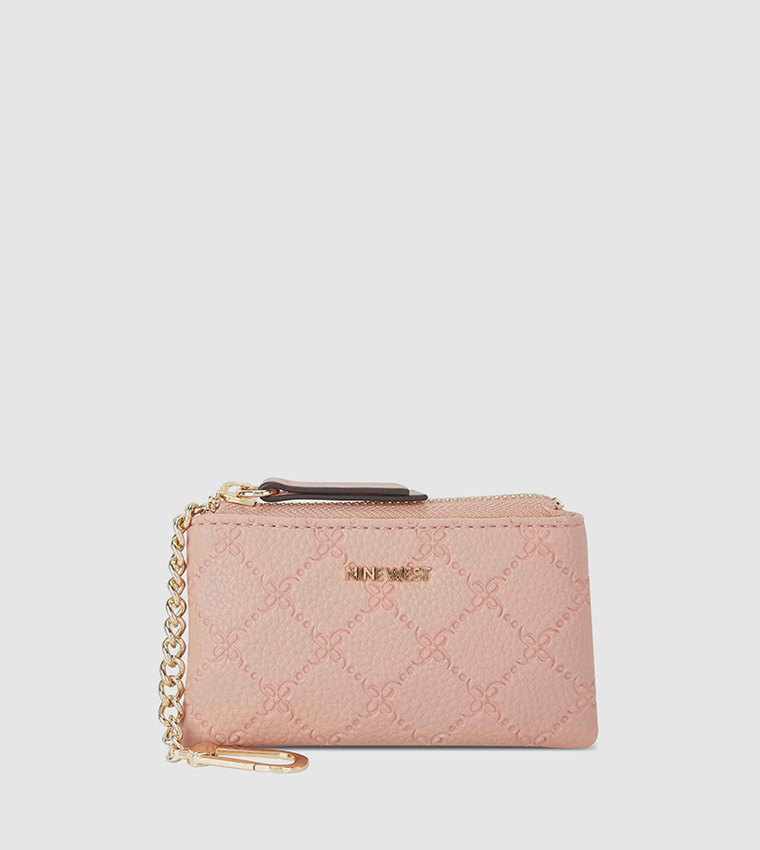 NWT Victoria's Secret Embossed Logo Pink Ombré Mini Card Wallet  Keyring FRE SHP