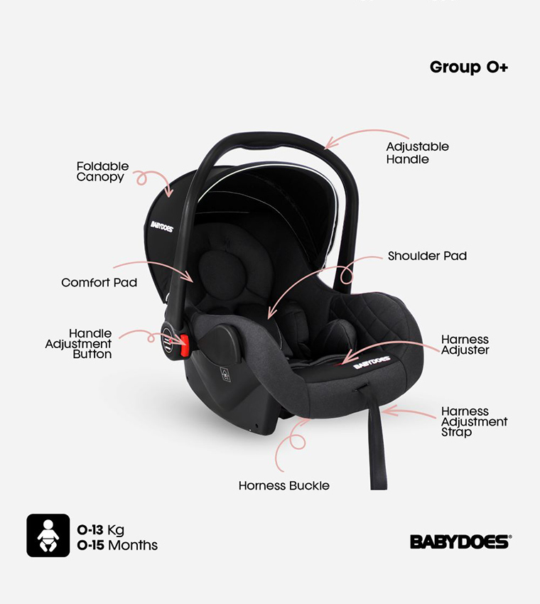 Car Seat Carrier with Full Body Support Cushion (Up to 13 Kg)