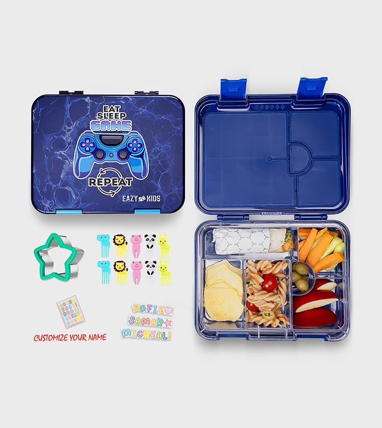 5 and 4 Convertible Bento Lunch Box with Sandwich Cutter Set - Eat Sleep Game
