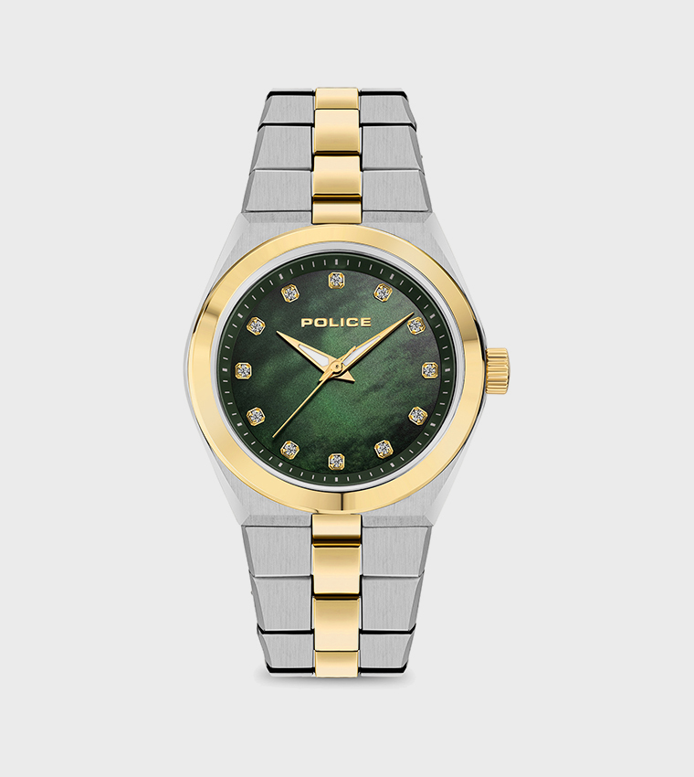MEA Green Mother-of-Pearl Dial Stainless Steel Bracelet Watch