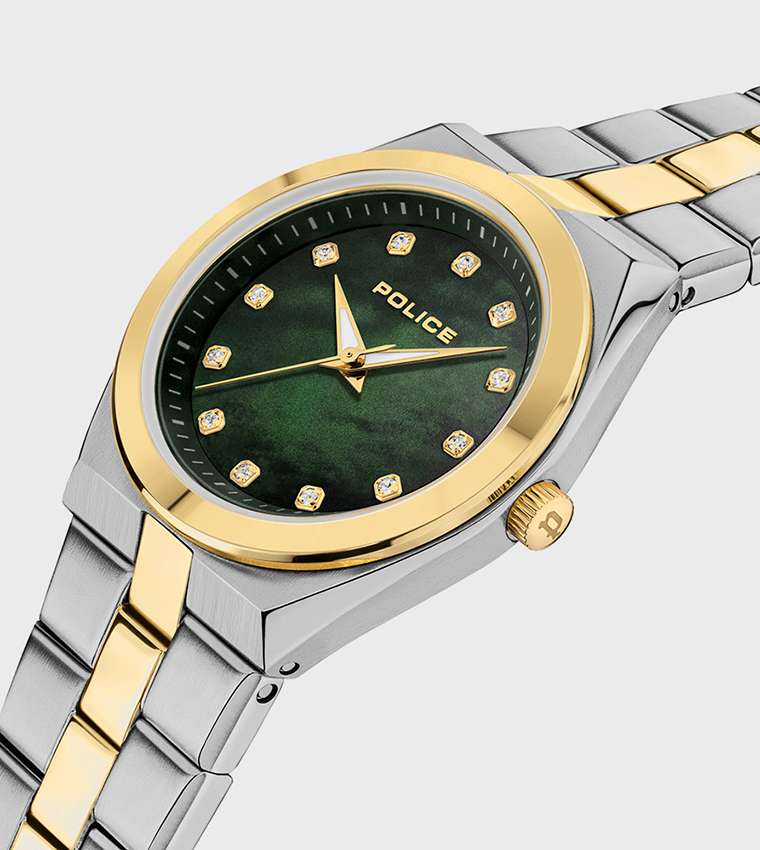 MEA Green Mother-of-Pearl Dial Stainless Steel Bracelet Watch