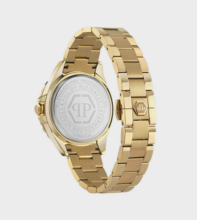 HEAVEN Emerald Green Honeycomb Dial Gold Stainless Steel Bracelet Watch - 38mm