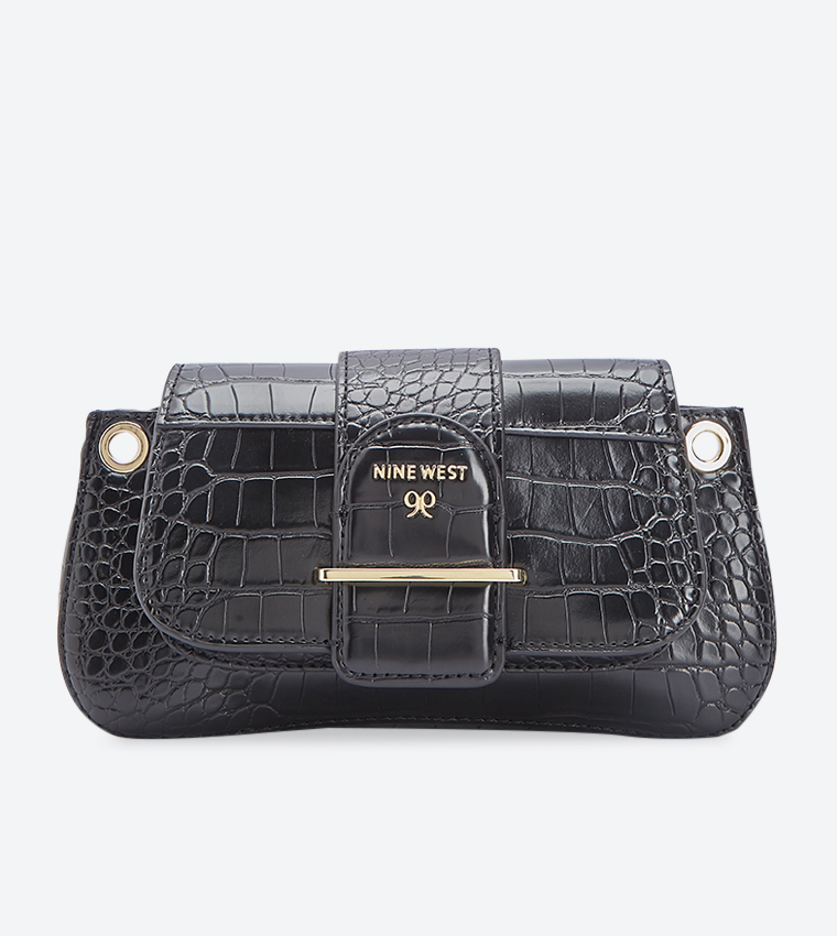 Buy Nine West Chiara Mini Crocodile Pattern Cross Body Bag Black In Black 6thStreet Bahrain