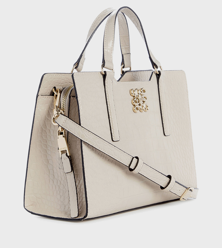 SHILOH 3 Croc Textured Satchel Bag