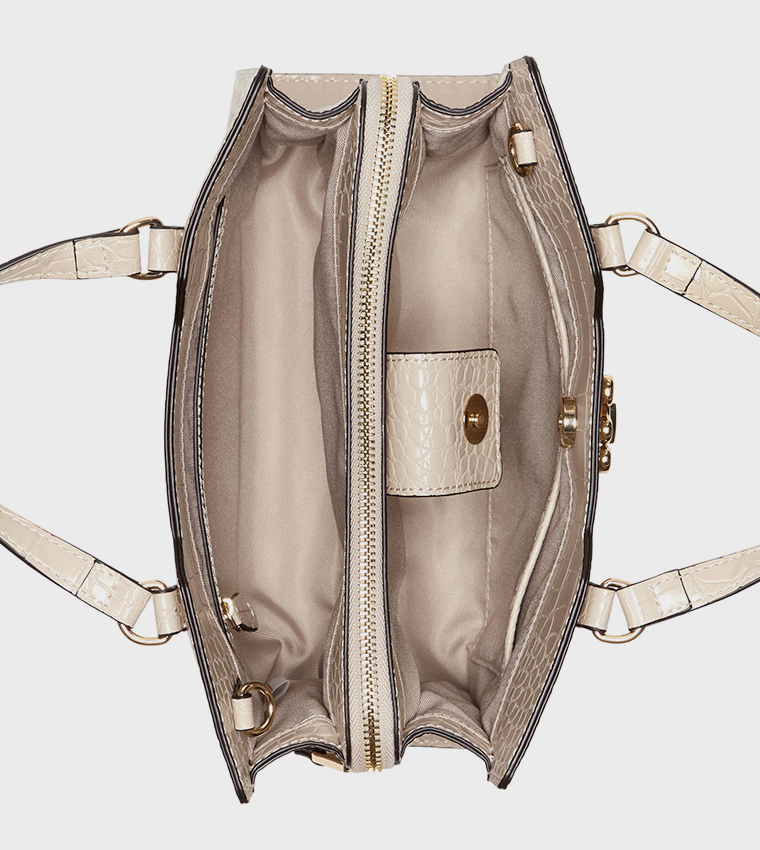 SHILOH 3 Croc Textured Satchel Bag