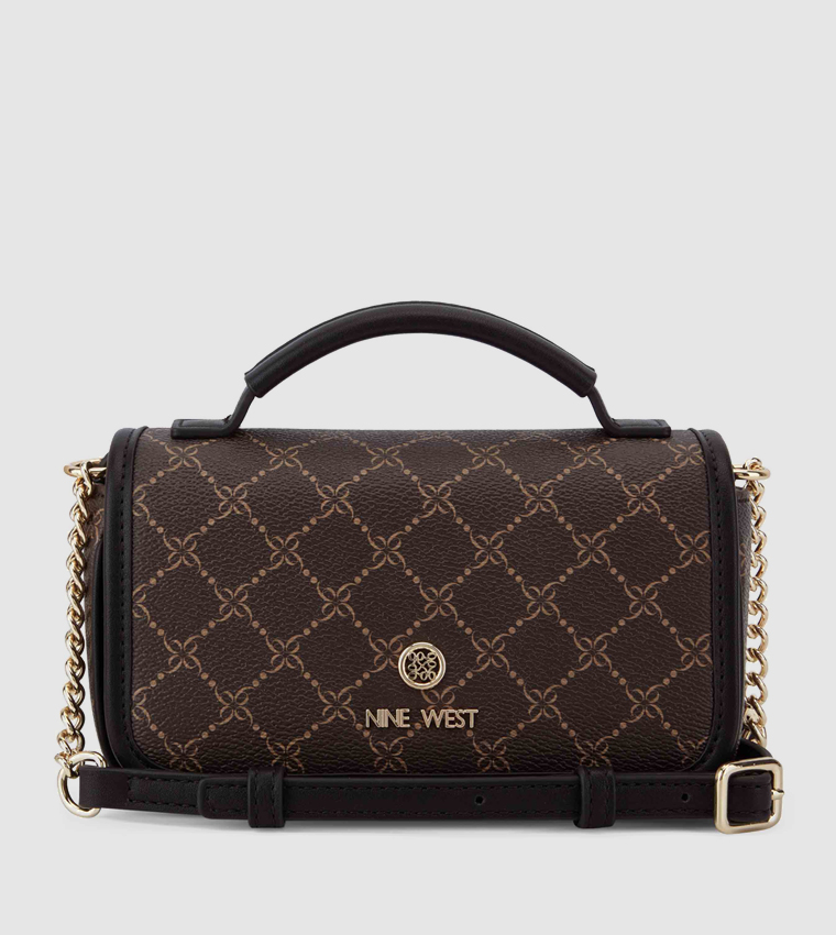 DELAINE Patterned Logo Detail Crossbody Bag