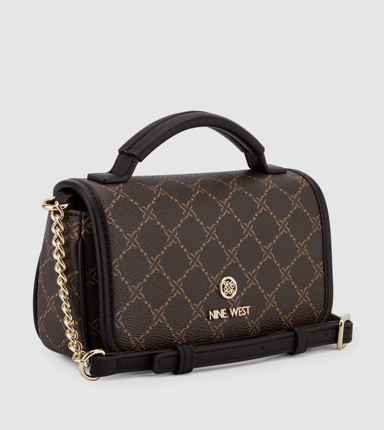 DELAINE Patterned Logo Detail Crossbody Bag