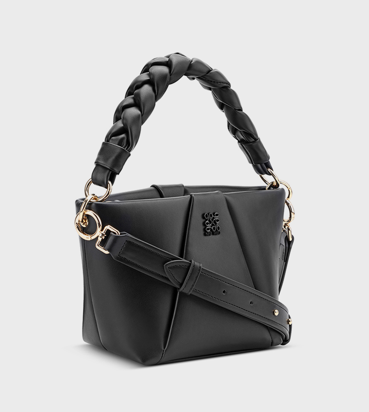 YENA Logo Detail Braided Strap Shoulder Bag