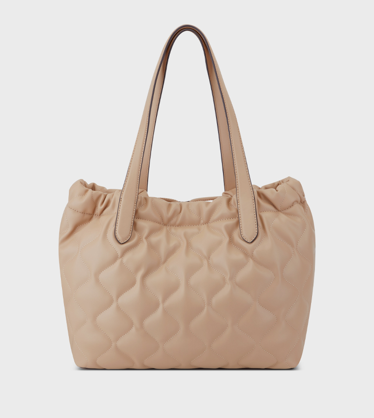 KEVINA Quilted Drawstring Detail Tote Bag