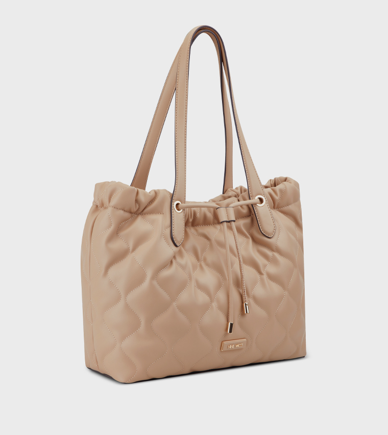 KEVINA Quilted Drawstring Detail Tote Bag