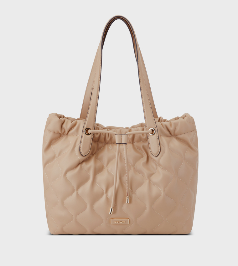 KEVINA Quilted Drawstring Detail Tote Bag