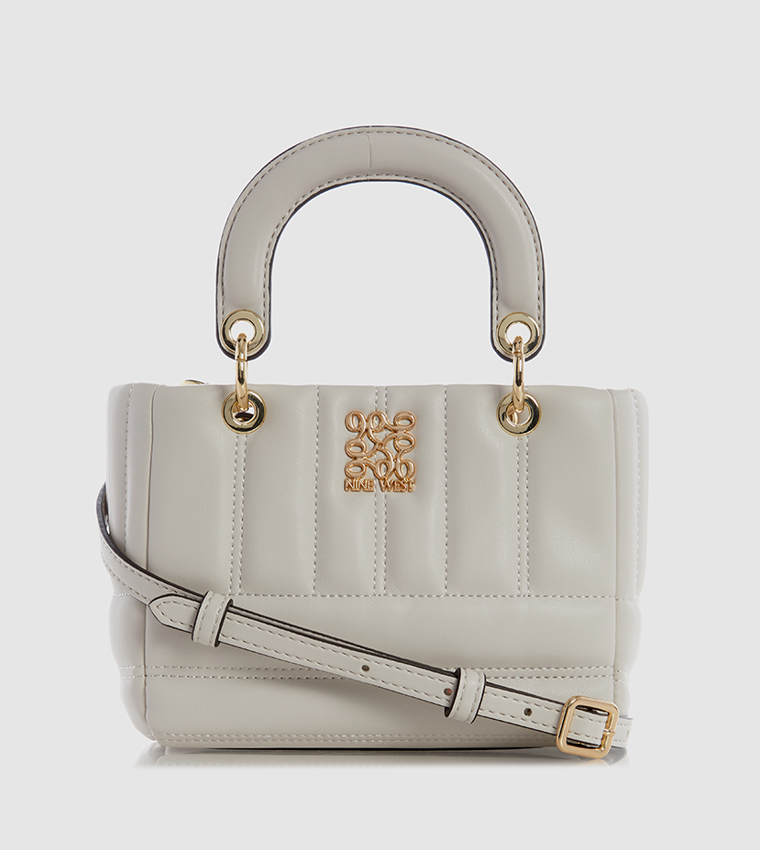 White Shoulder Bag with Decorative Lock - Nine West