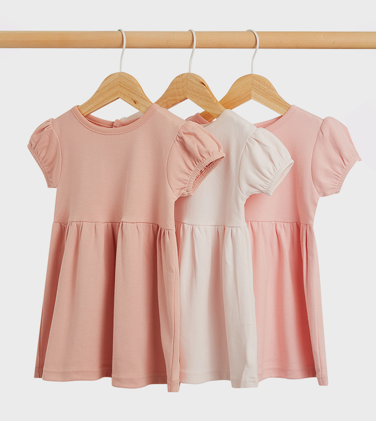 Pack of 3 Solid Short Sleeves Dresses