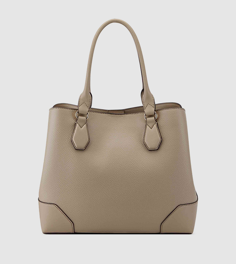 BROOKLYN Textured Logo Detail Tote Bag