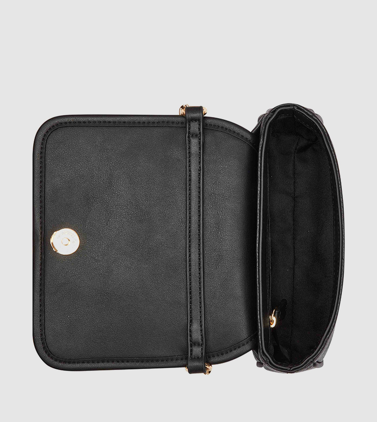 DELAINE Textured Logo Detail Crossbody Bag
