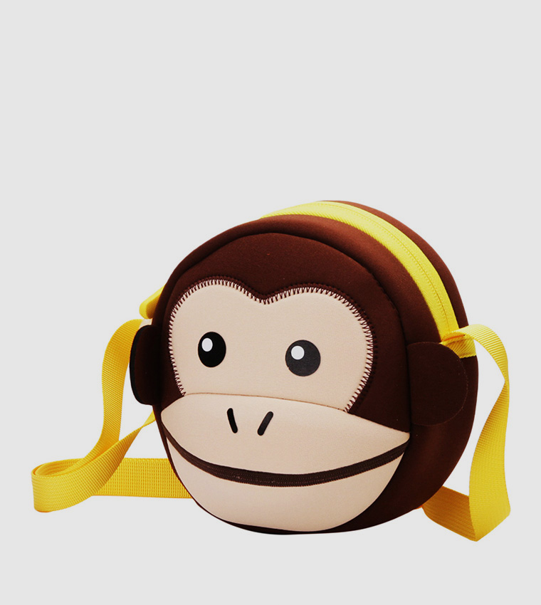 Cute Small Sling Daypack Cartoon Monkey Crossbody Bag Pink-monkey