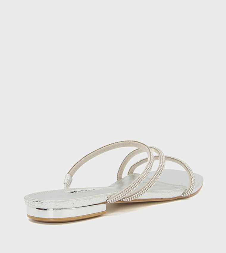 Dune silver hot sale flat sandals