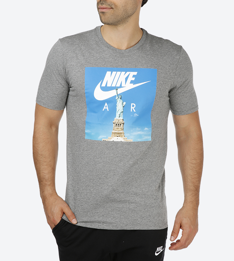 Buy Nike Air Graphic Printed Short Sleeve T Shirt Grey In Grey 6thStreet Qatar