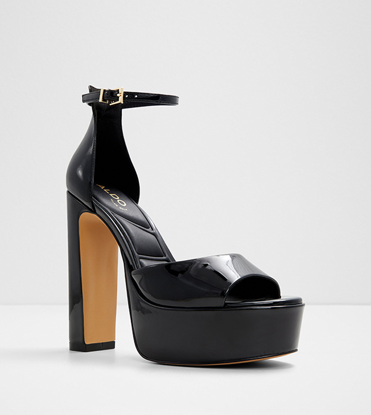 Buy Aldo NISSA Solid Ankle Strap Platform Heels In Black