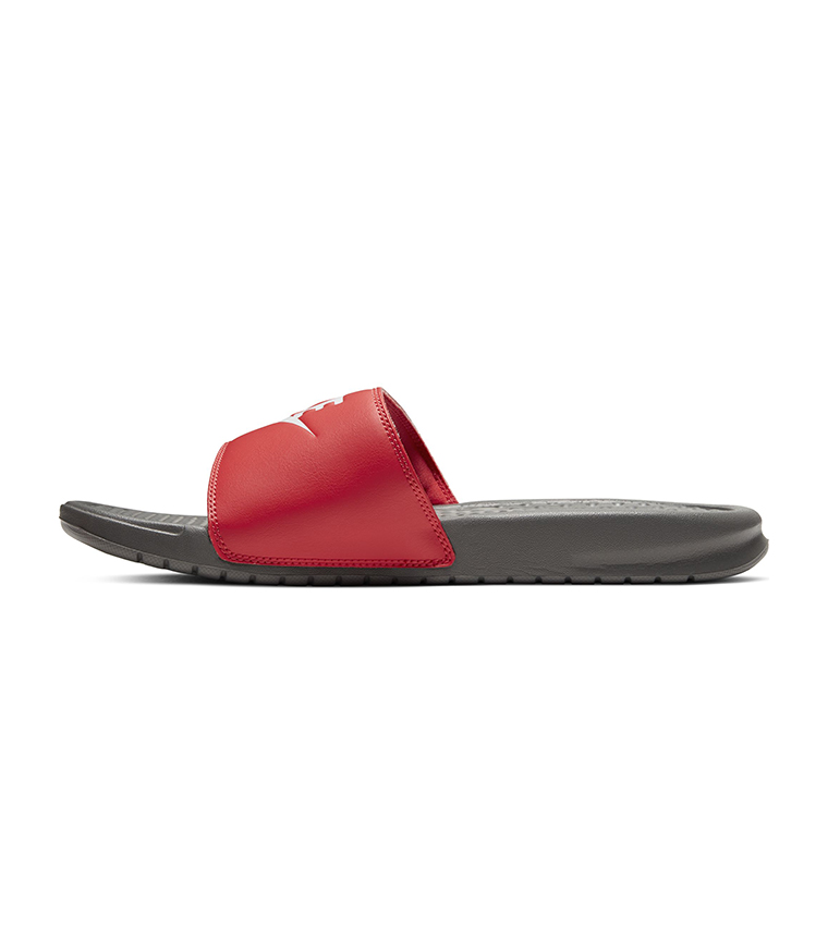 Buy Nike Benassi Jdi Round Toe Wide Strappy Slipper Red In Red