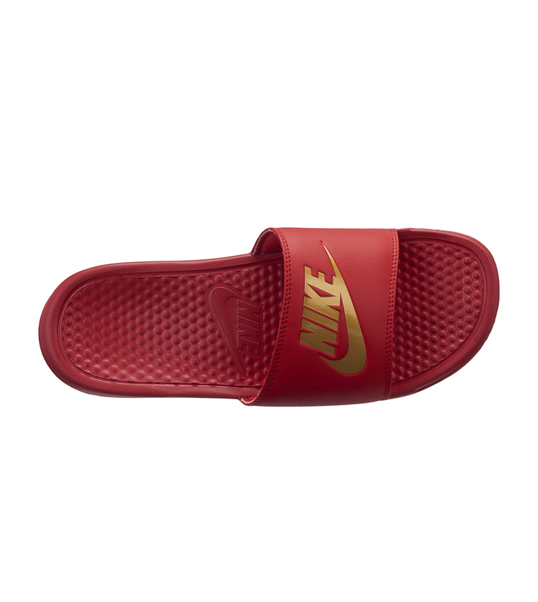 Nike slides red and gold on sale