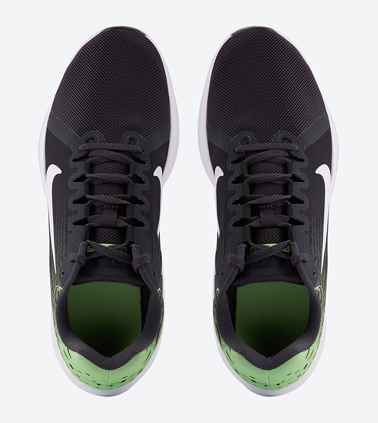 Buy Nike Downshifter Lace Up Closure Round Toe Sneakers Black In Black