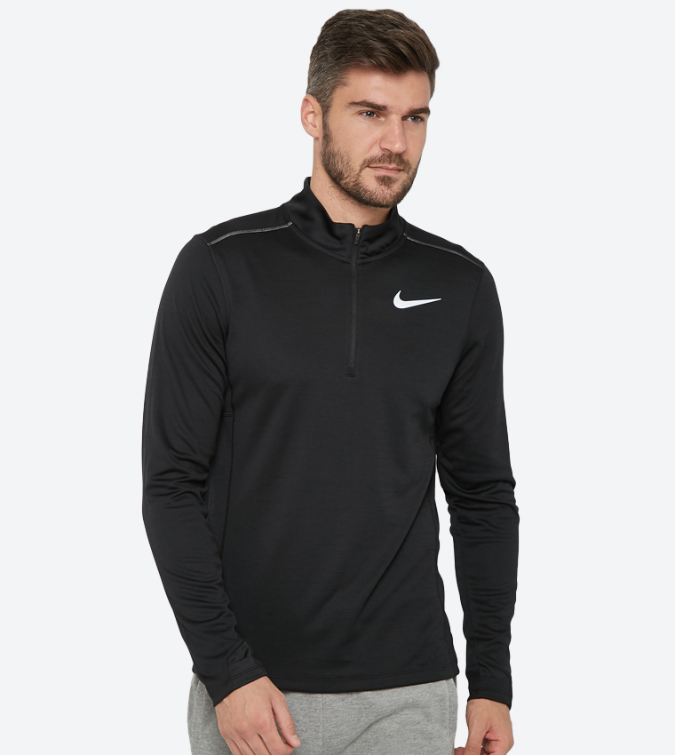 nike running pacer half zip sweat in black