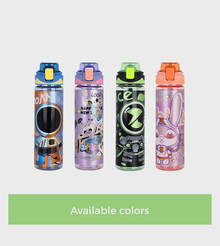 Printed Water Bottle with Straw - 700ml