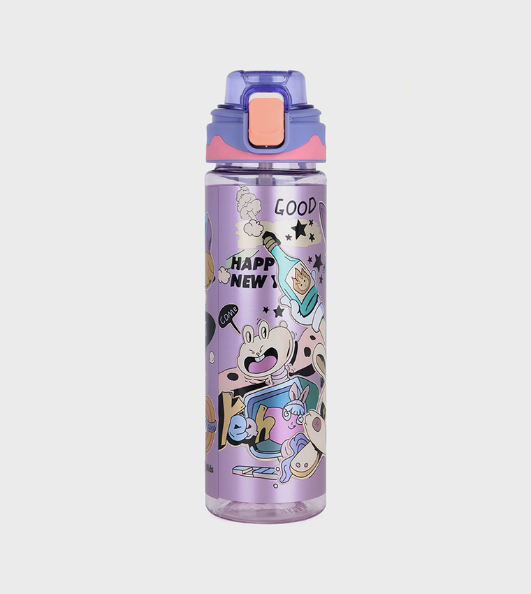Printed Water Bottle with Straw - 700ml