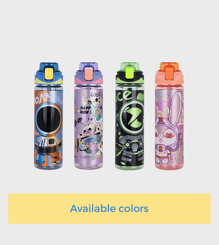 قارورة ماء مطبوعة مع مصاصة - 700مل