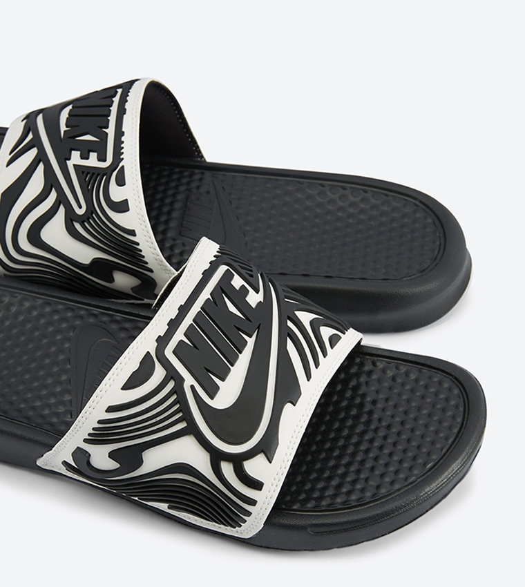 Benassi Jdi Broad Strap Round Toe Slides - Black - NKAJ6745-100