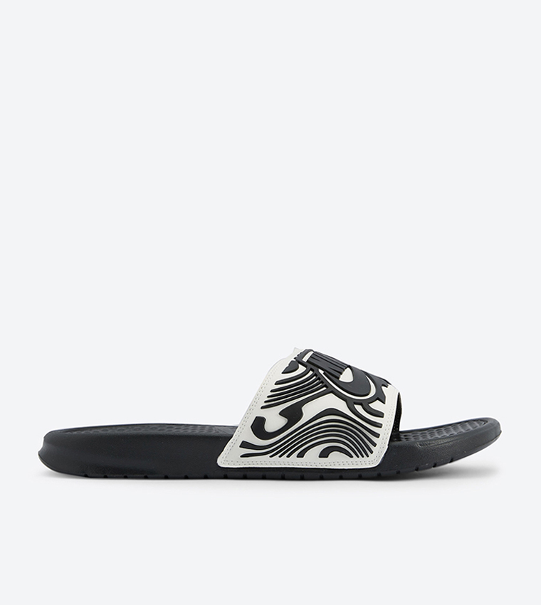 Benassi Jdi Broad Strap Round Toe Slides - Black - NKAJ6745-100