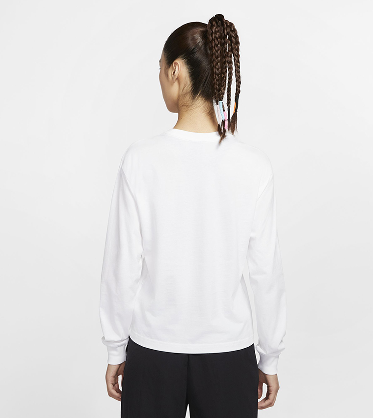 Sportswear Icon Clash Long Sleeve Crew Neck Top - White