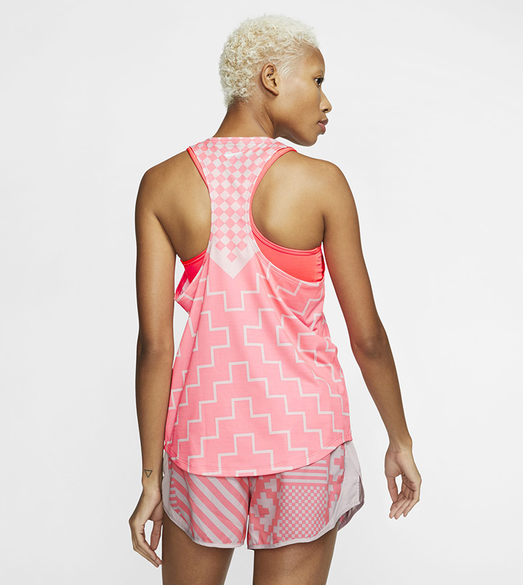 Runway Geo Printed Sleeveless Stylish Tank Top - Pink
